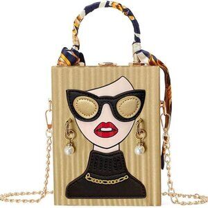 Novelty Unique 3D Lady Face PU Leather Top Handle Satchel Handbags for Women Fun